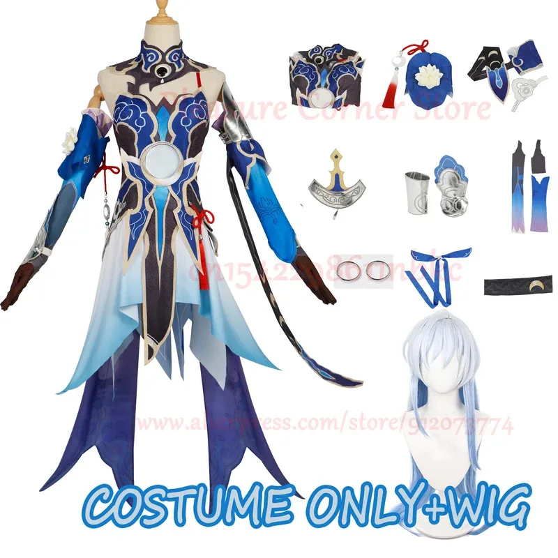 Honkai Star Rail juego Jingliu disfraz de Cosplay conjunto completo vestido uniforme con accesorios Jing Liu Cosplay pelucas de disfraz