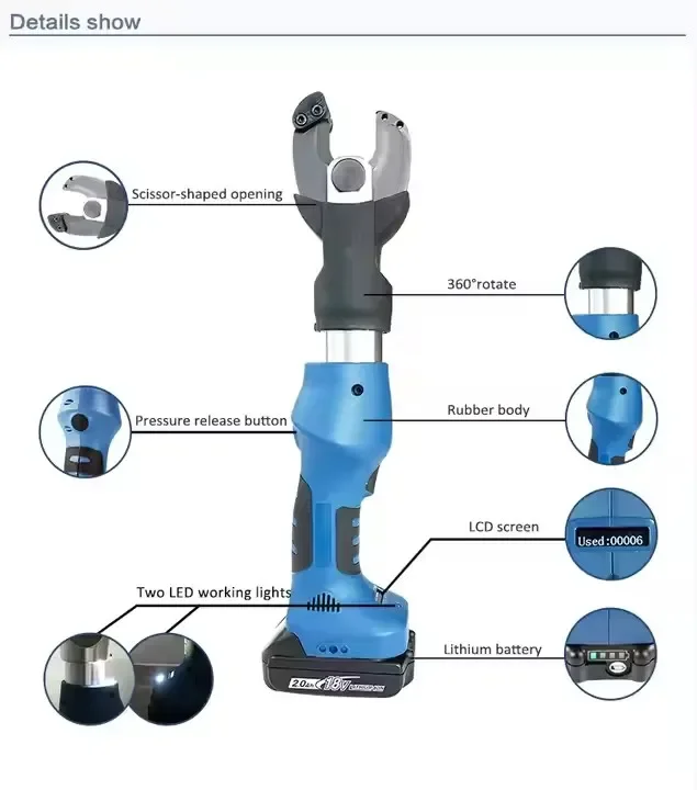 

ECT-30MC Mini 6T Stoke 22MM Mini Battery Powered Hydraulic Cutting Tool Electric Hydraulic Pliers