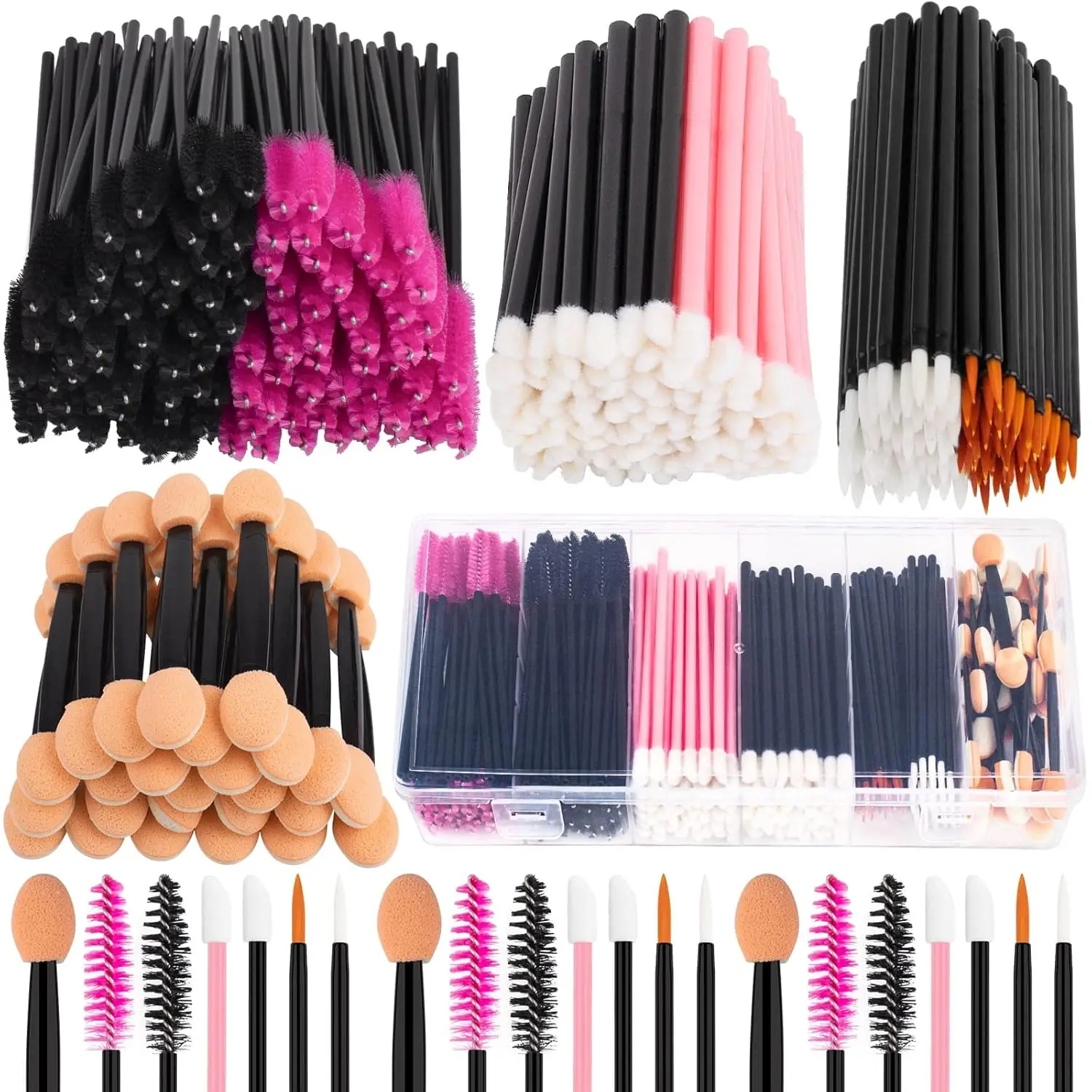 

Disposable Makeup Applicators Kit with Organizer Box - Mascara, Eyeliner, Lip & Eyeshadow Brushes