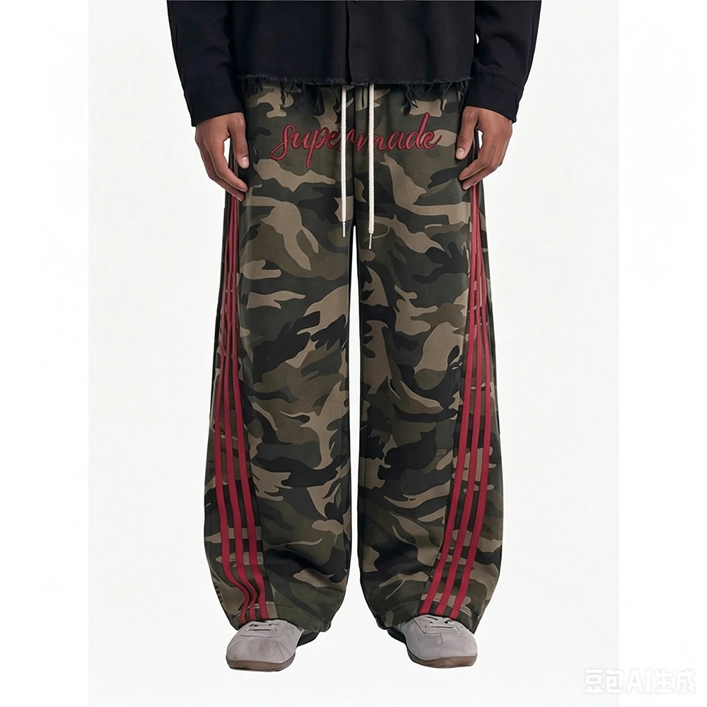 Neue Y2K Camouflage Farbblock-Mesh-Hose für Kinder und Erwachsene, Oversize, atmungsaktiv, schnelltrocknend, Gothic Street Harajuku Hose – Detail 4
