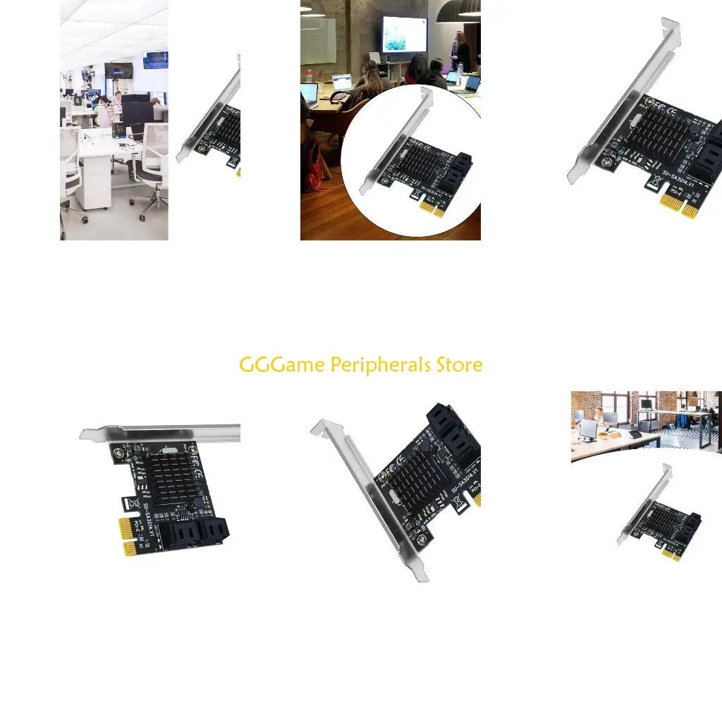

U55B 4 Port SATA3.0 PCIe to Adapter Expansion Card 6Gbps Data Transfer PCIE2.0