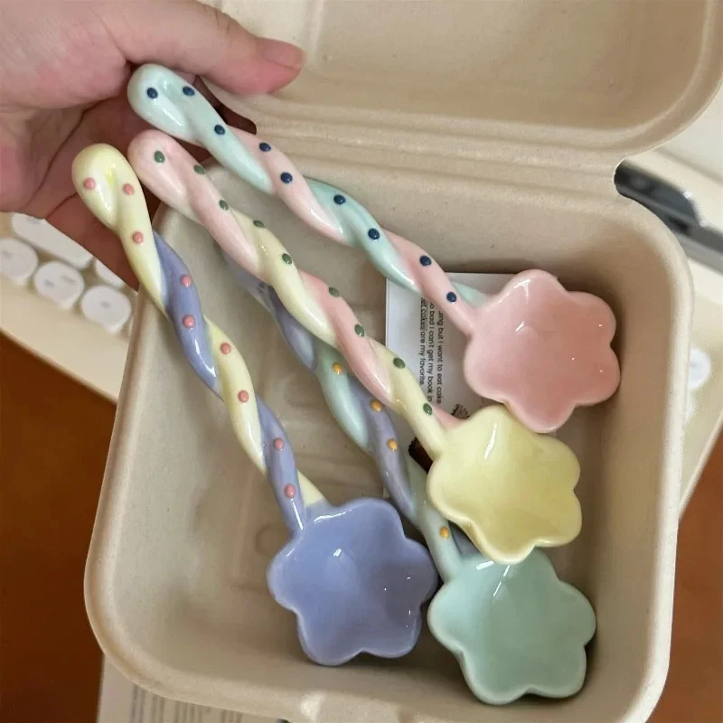 1PCS Eating Long Handled Small Spoon, High Aesthetic Ceramic Coffee Stirrer Spoon, Dessert Spoon Spoon Spoon, Household Spoon