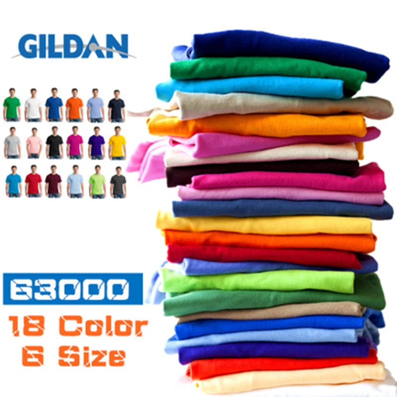 Gildan Brand Summer Casual T-Shirt Men\'s Short Sleeve Top 100% Cotton Solid Color Sweatshirt Comfortable Breathable Men Clothing