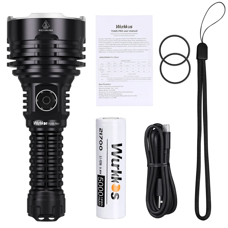 Wurkkos TS30S PRO 6000ルーメン ポータブル懐中電灯