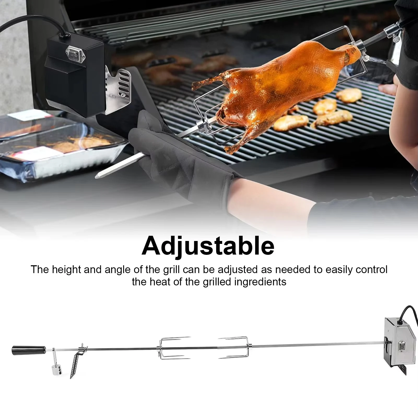 شواء شواء موتور شوك اللحوم مجموعة الدورية المحرك الكهربائي المشواة يبصقون قضيب للتخييم المنزلية الطبخ شواء موتور مجموعة 110 فولت/220 فولت