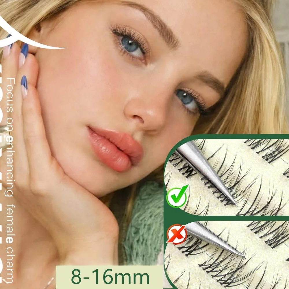 1 Box 140 Stück Wimpernbüschel-Set 8-12mm Natürliche Wimpernverlängerung Unsichtbares Band Wimpernbüschel Samt-Wimpernbüschel Ex – Detail 6