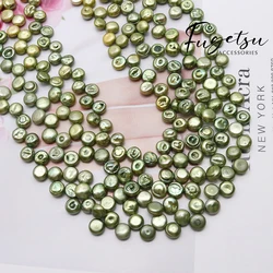 Natural Freshwater Pearl Beads Green Four Side Pearl Beads Charms for DIY Women Men Jewelry Making Accessories Daily Gifts