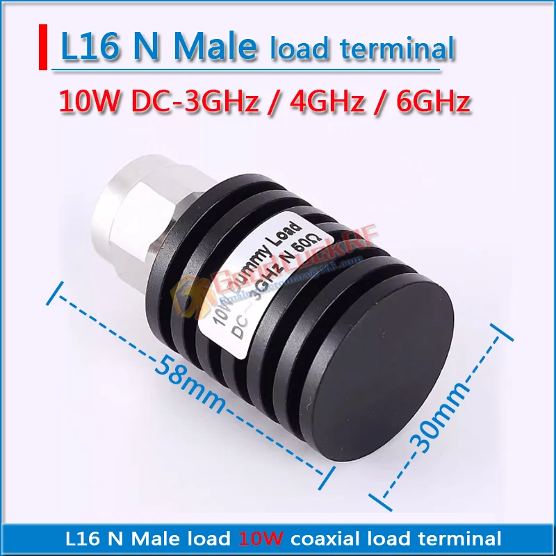 L16 N Male load high-power 10W coaxial Termination DUMMY load 50ohm DC-3GHz 4GHz 6GHz with heat sink low standing wave 50 ohms