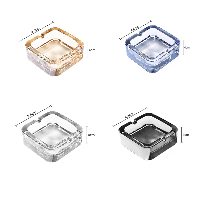 Luxury Ashtray Glass Small Exquisite Fashionable Square Cigarette Cup for Smoke Living Room Household Smokers Creative Ashtray