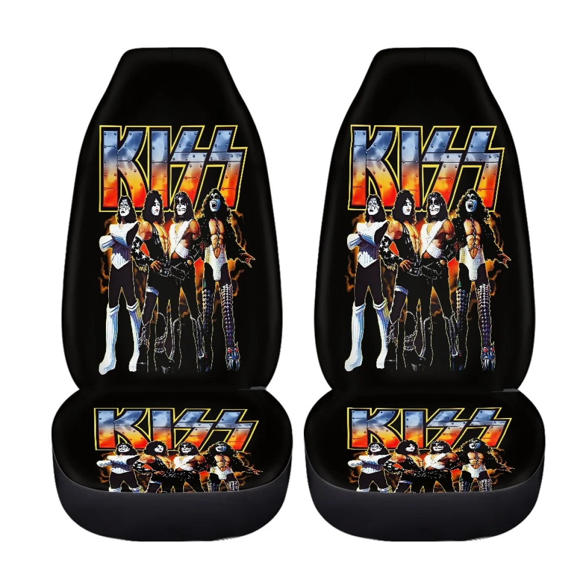 Car Front Seat Cover Set Rock Band Singer Kiss Brand Design Easy Installation Washable Cushion Interior Spare Parts Custom Image