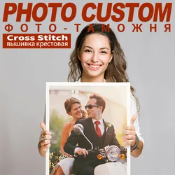 Meian Photo Custom Own Picture Cross-Stitch Set Embroidery Kit 11CT Cotton or SilkThread Painting DIY Needlework Printed Canvas