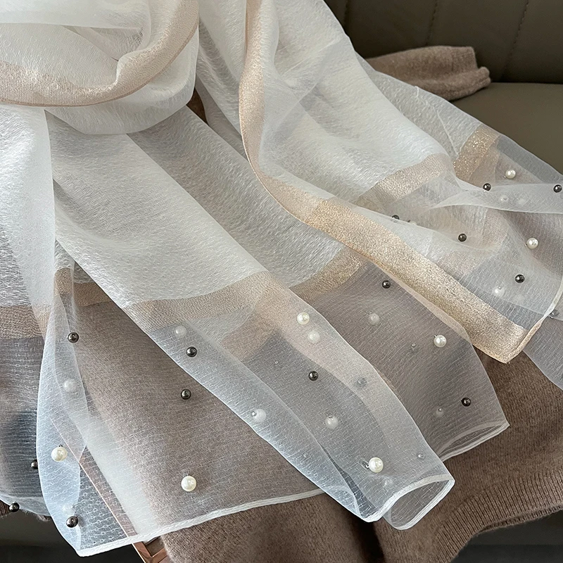 2023 Luxury Brand Women Fashion Scarf Plain Solid Silk Linen Shawls Scarves Summer Lady Bandanas Foulard Hijab