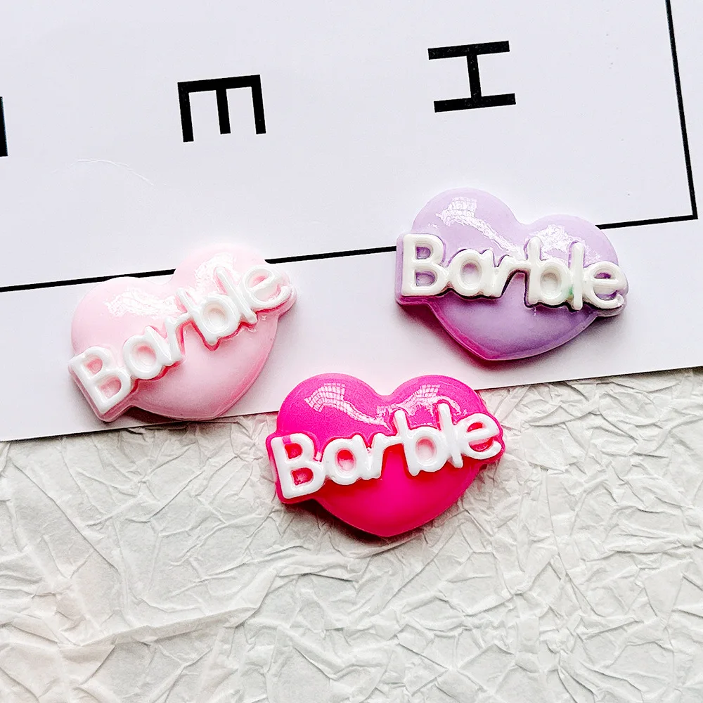 5pcs Letter love ponytail girl barbie cartoon resin flatback cabochons diy crafts supplies