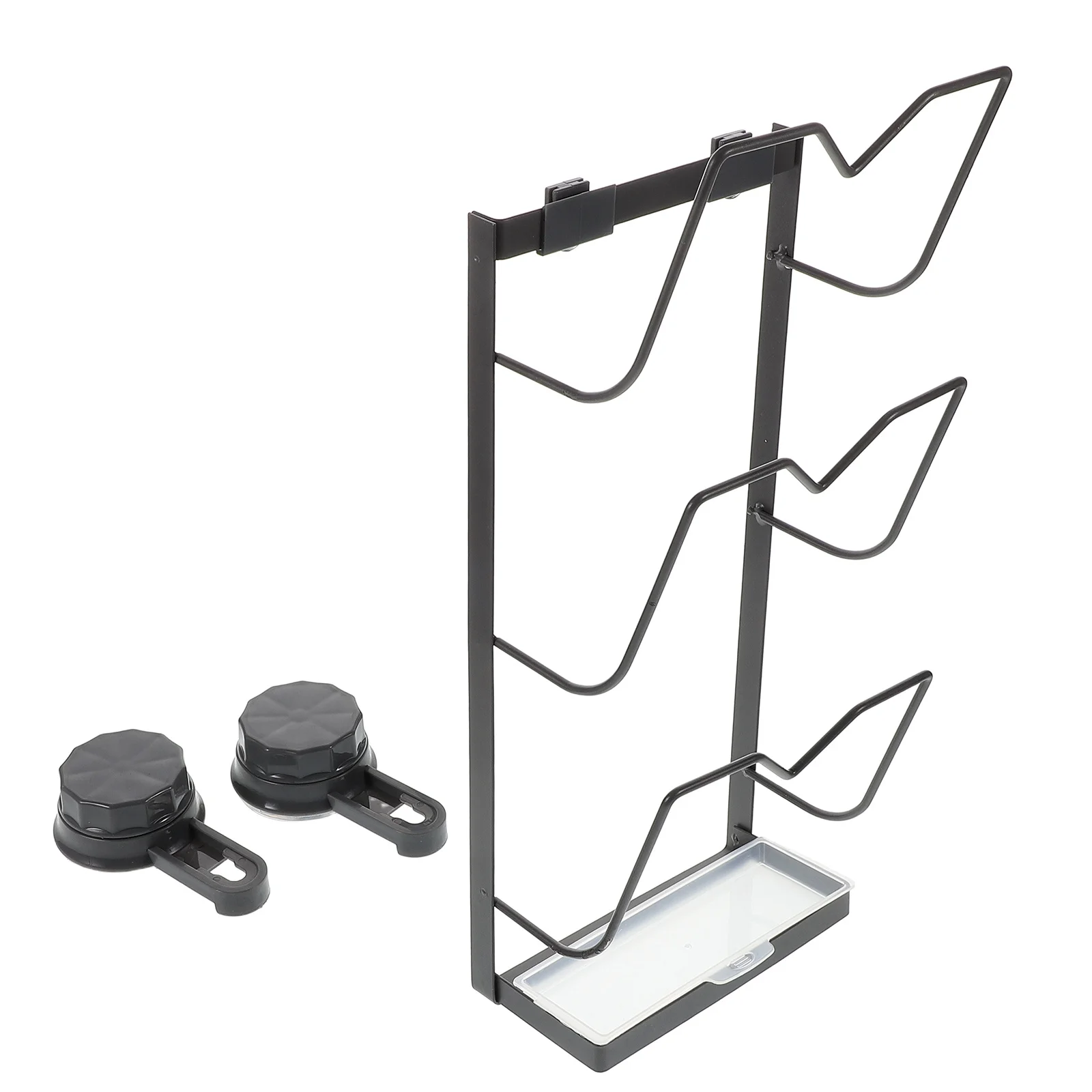 

Household Pot Lid Rack Kitchen Tool Wall-Mounted Suction Cup Holder Wear-Resistant Stainless Steel Pan Lid Storage Holder