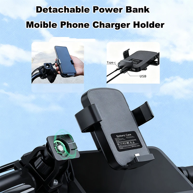 

10000mAh Power Bank for Xiaomi iPhone Samsung External Battery Riding Mobile Phone Holder Charger for e-Bike Bicycle Motorcycle