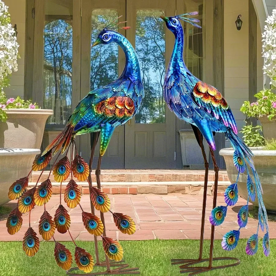 الطاووس حديقة تمثال والنحت المعادن الطاووس ساحة الفن الحديقة ديكور كبير الطيور حديقة المنحوتات والتماثيل للفناء الخلفي