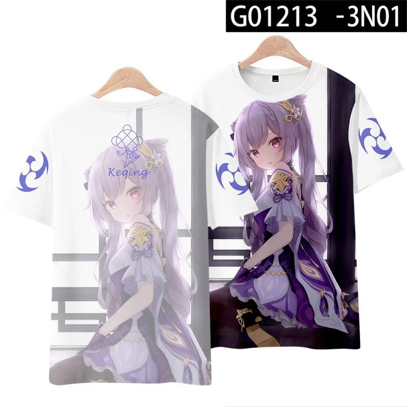 New Game Anime Hutao Yae Miko Pattern 3D Print T-Shirt Men Women Cosplay Short Sleeve T Shirts Oversized Tees Tops Kid Clothing