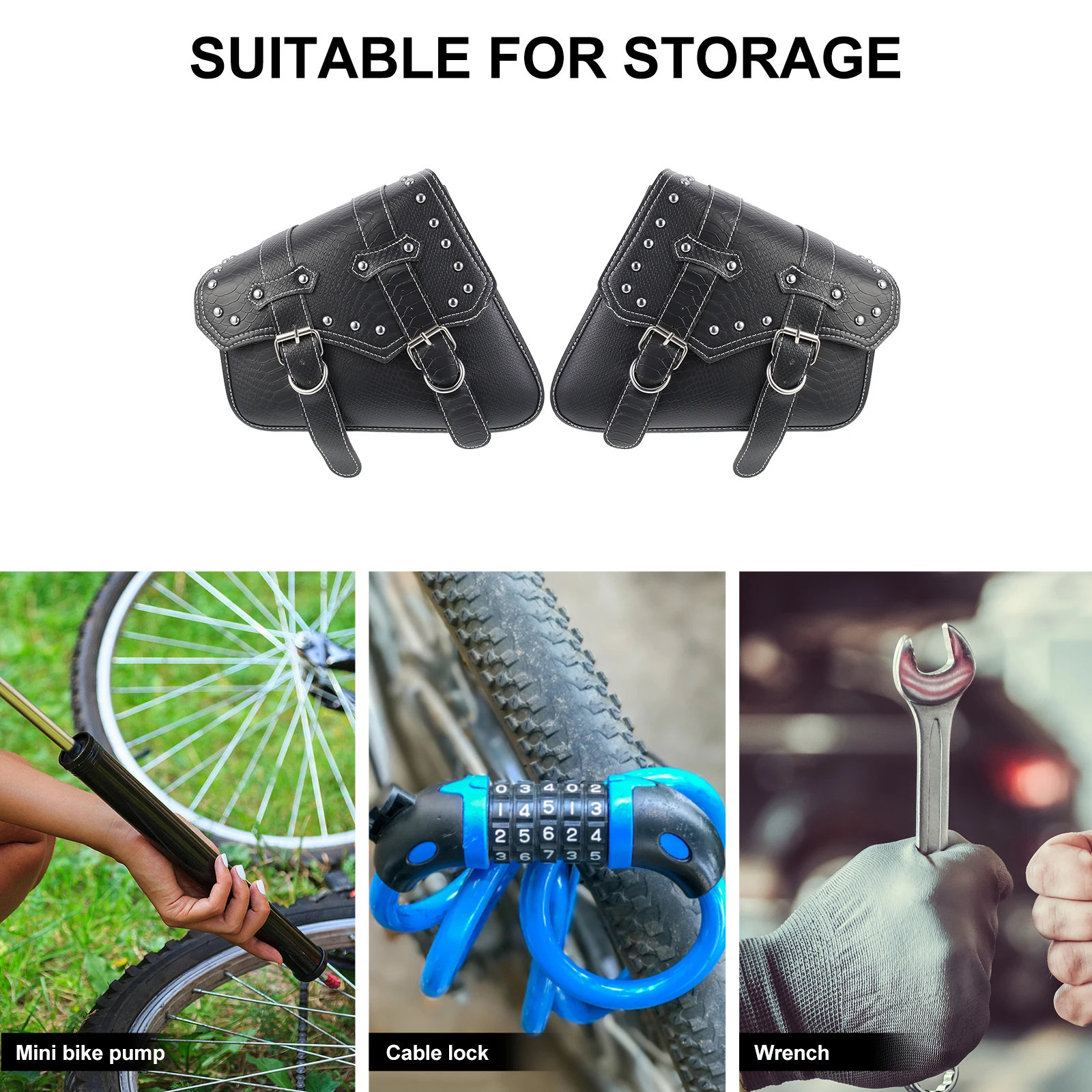 

Motorcycle Side Bag Holder Swing Arm Saddle Bags Pouch Saddlebags for Tool Bike