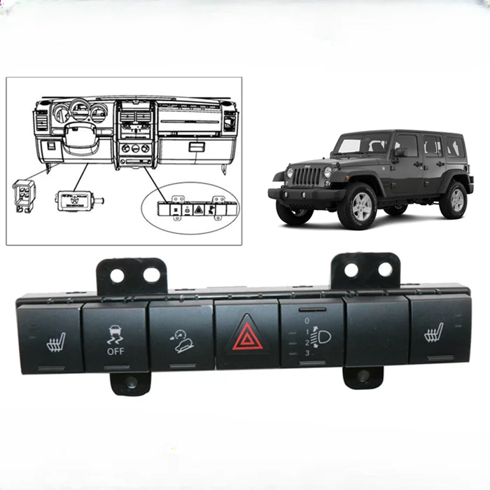 

For jeep wrangler dual flash switch heated seats emergency light switch