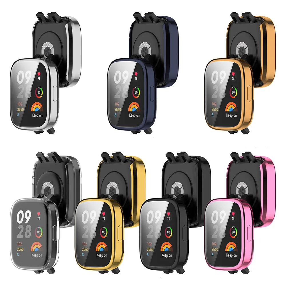 واقي شاشة كاملة لساعة Redmi 3 ، حافظة واقية من البولي يورثين الحراري ، غطاء صدفي ، ممتص صدمات ، مطلي بالكهرباء