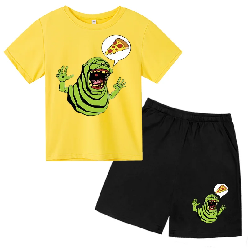 

Cartoon anime 2D printed T-Shirt for Kids aged 2-12 Two-piece Set for Boys and Girls Sports suit Short Sleeved and Shorts
