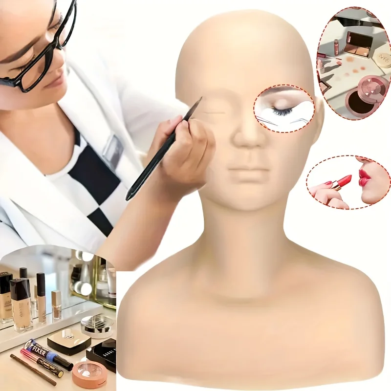 

Professional Tattoo Silicone Microblading Practice Soft Mannequin Head With Shoulders For Make Up And Lash Extention Training