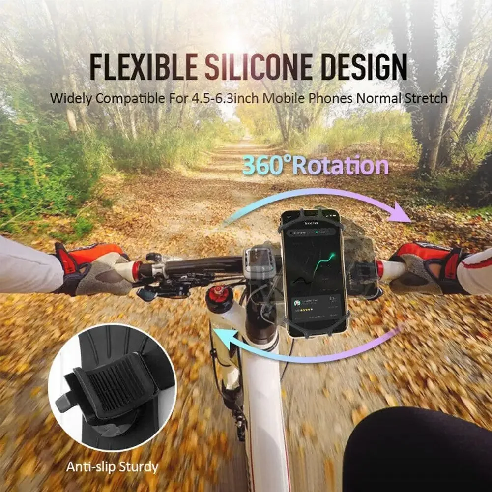 360 drehbarer Fahrrad-Telefonhalter, Silikon-Motorradständer, Halterung, GPS-Unterstützung für iPhone 11, Xiaomi 10, Huawei P40 – Detail 3