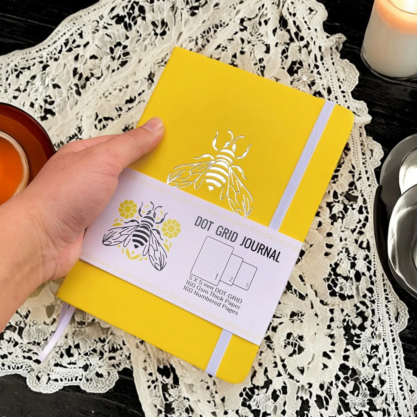 BUKE Dot Grid A5-Notizbuch – 160 Seiten, PU-Ledereinband, nummeriertes Layout, Bujo-Schreibtagebuch – Detail 5