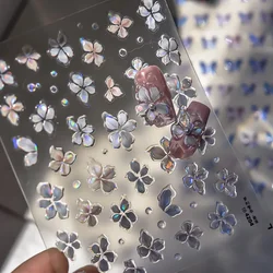 3D Fashion Jelly Flash Flower Butterfly Nail Art Stickers Manicure Designs High Quality Self Adhesive Sticker Nail Decoration