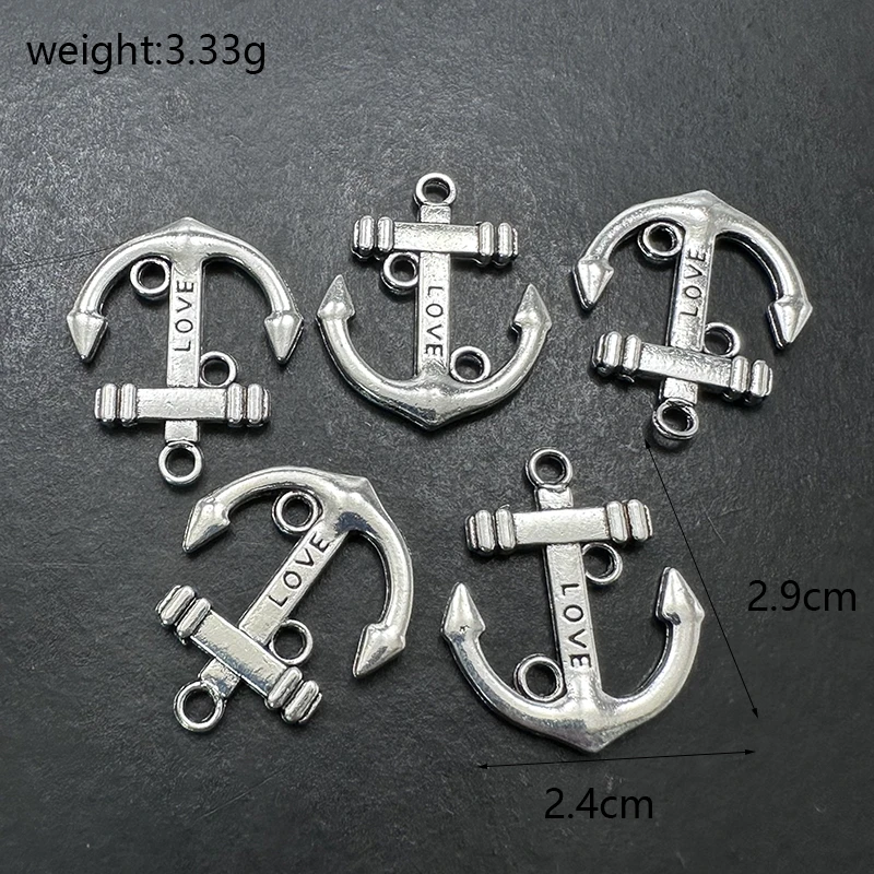 10pcs Tibetan Silver Bronze Anchor Jewelry Pendant DIY Vintage Style Bracelet Necklace Connector Making Supplies Accessories