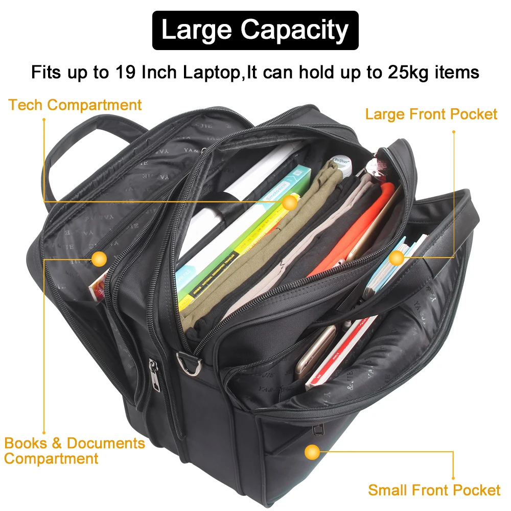 Grote Capaciteit Aktetas Mannen Zakelijke Tas 14Inch 15.6 Inch 17 Inch 19 Laptoptas Schoudertassen Canvas Handtassen Messenger Bag