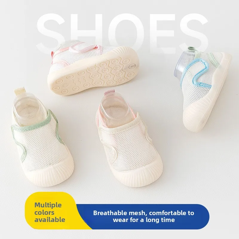 Breathable Knit Mesh Walking Shoes for Kids Spring Summer Soft Sole Anti-Collision Unisex Pastel Casual Sneakers Toddlers 1-3Y