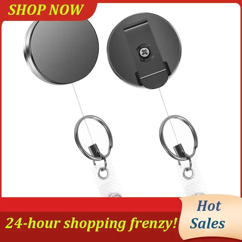 

AB31-2 Pack Heavy Duty Retractable Badge Holder Reels, Metal ID Badge Holder With Belt Clip Key Ring For Name Card Keychain