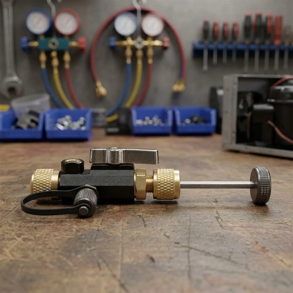 For R22 System Valve Core Extraction Tool 1/4 Inch with Magnetic Handle and Built-in Sight Glass for Visual Confirmation