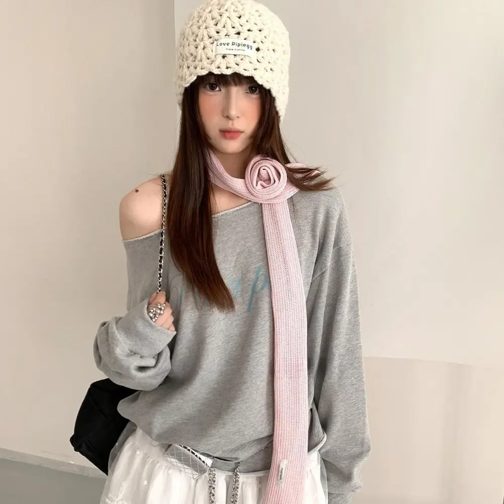 

Cravat Long Scarf Wrap Collocation Clothing Accessories Rose Flower Scarves Neckerchief Decoration Scarf Accessories