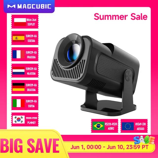 Magcubic HY320 NTV Netflix Oficjalnie licencjonowany projektor Android 13 z 1080P 500ANSI Prime Video YouTube WIFi BT5.2 Przenośny
