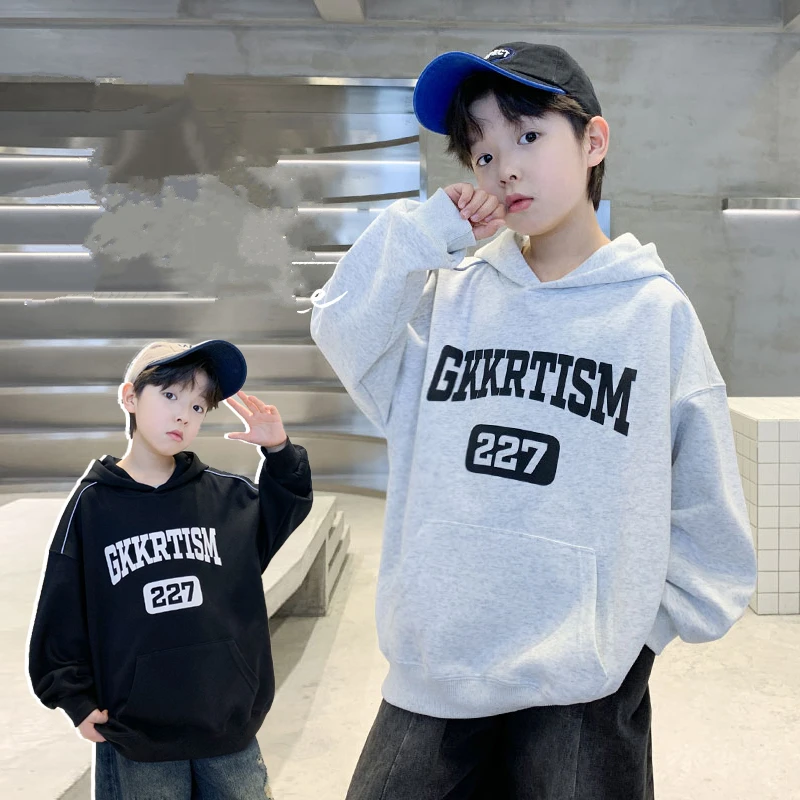 

Autumn Children Cotton Hoodies With Letters for Boy 5 7 8 9 10 11 12 13 14 15 16 Years Kids Casual Loose Sweatshirts Hooded Coat
