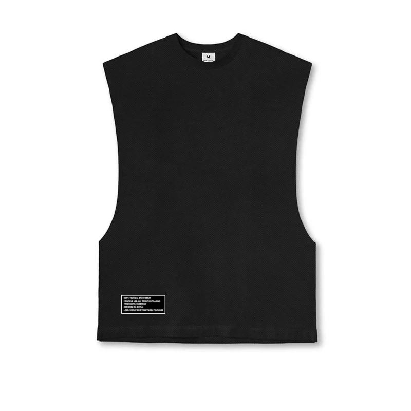 Mens Bodybuilding Muscle Singlets Gym Fitness Sleeveless Tank Tops Summer Mesh Breathable Quick Dry Vests Casual Sport T-Shirts