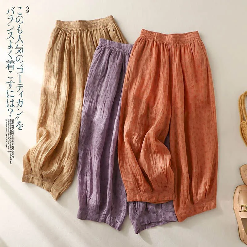 

Cotton Linen Pants Tie Dyeing Loose Casual Vintage Korean Fashion Harajuku Trousers Lantern Pants Women Clothing Baggy Pants