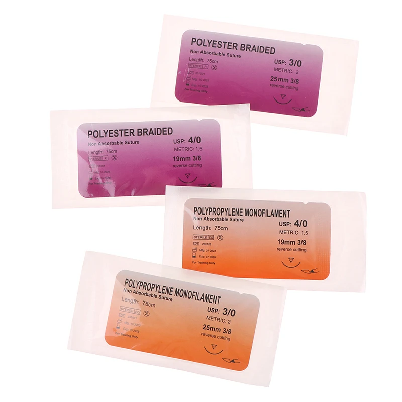1Pcs 3/0 4/0 Needle Suture Nylon Monofilament Non-injured Suture Medical Thread Suture For Medical Surgical Suture Tool