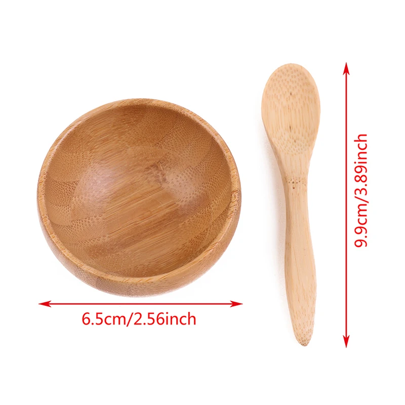 Bamboo Facial Mask Bowl With Spoon Face Cream Bowl Eye Cream Bowl Makeup Cosmetic Wooden Mask Refillacle Bottle Bowl