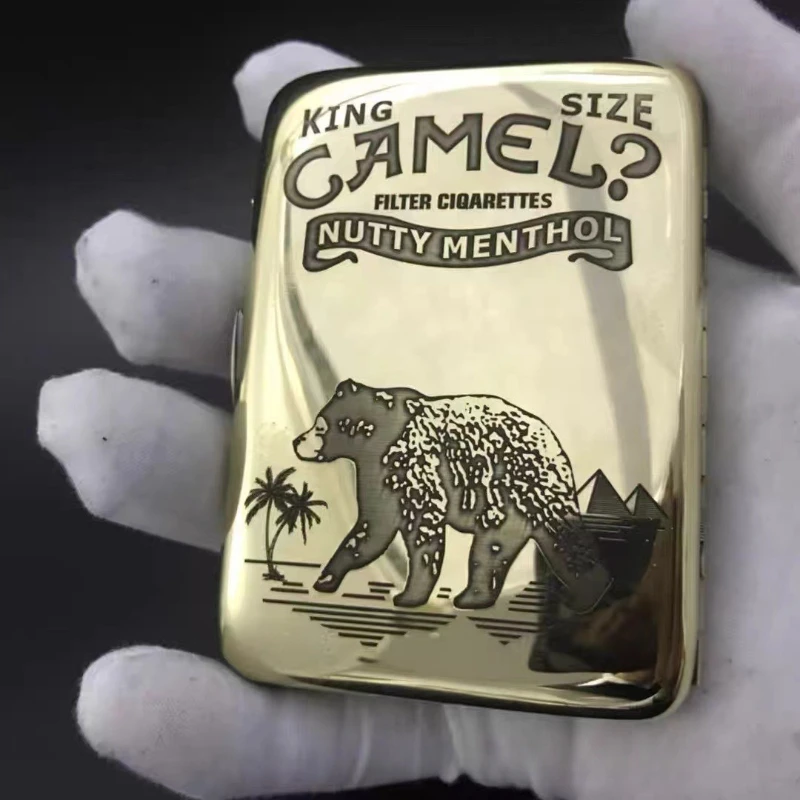 

Retro Brass Carved Metal Cigarette Case: Holds 16 Sticks, Portable Tobacco Case & Cigarette Holder, Storage Box for Smoking Tool