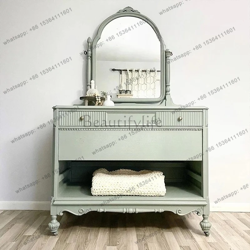 American solid wood small apartment bedroom dresser, French foyer against the wall simple locker retro storage cabinet