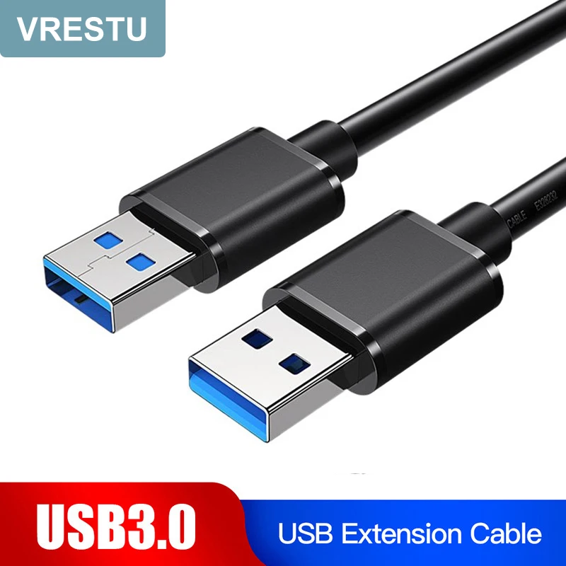 USB 3.0 Male to Male Extension Cable USB 3.0 2.0 Extender for Radiator Hard Drive TV XBox PC Webcam USB Type A PC Data Extension