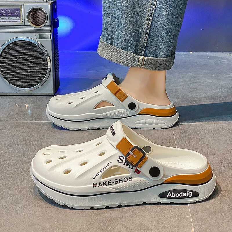 

Plus Size 38-47 Men Slippers Fashion EVA Insole Clogs Men Garden Shoes Arch Support Waterproof slides For Men Beach Shoes