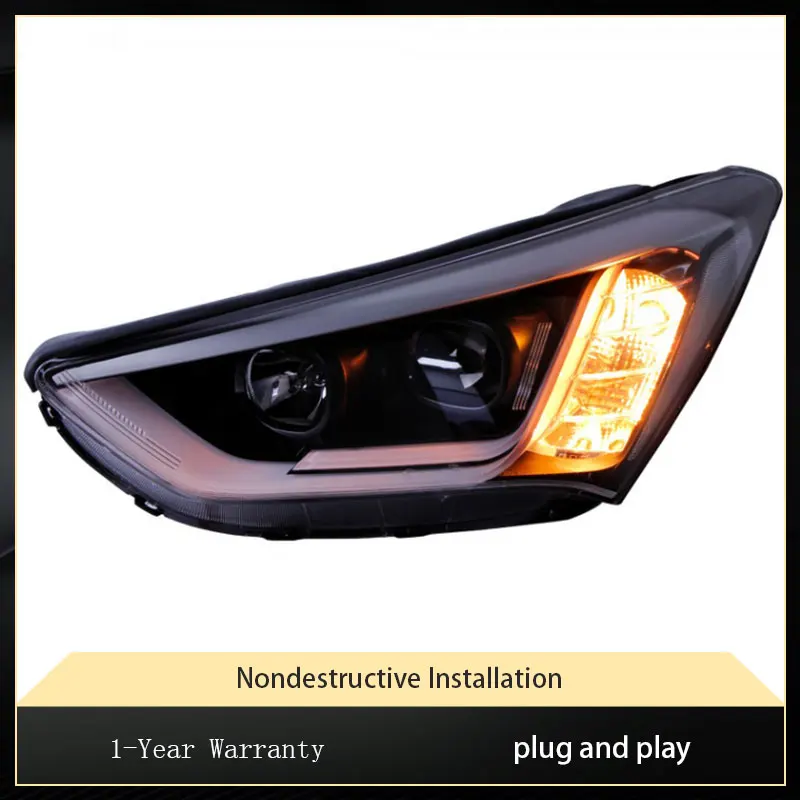 Car Lights For Hyundai IX45 Santa Fe 2013-2018 LED Auto Configure Headlight Assembly Upgrade DRL Front Lamp Tool Accessories