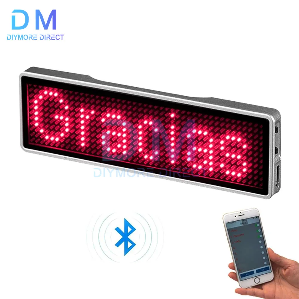 Bluetooth LED Name Badge DIY Programmable Message Board Multi-language Mini LED Tag Pattern Display for Party Meeting