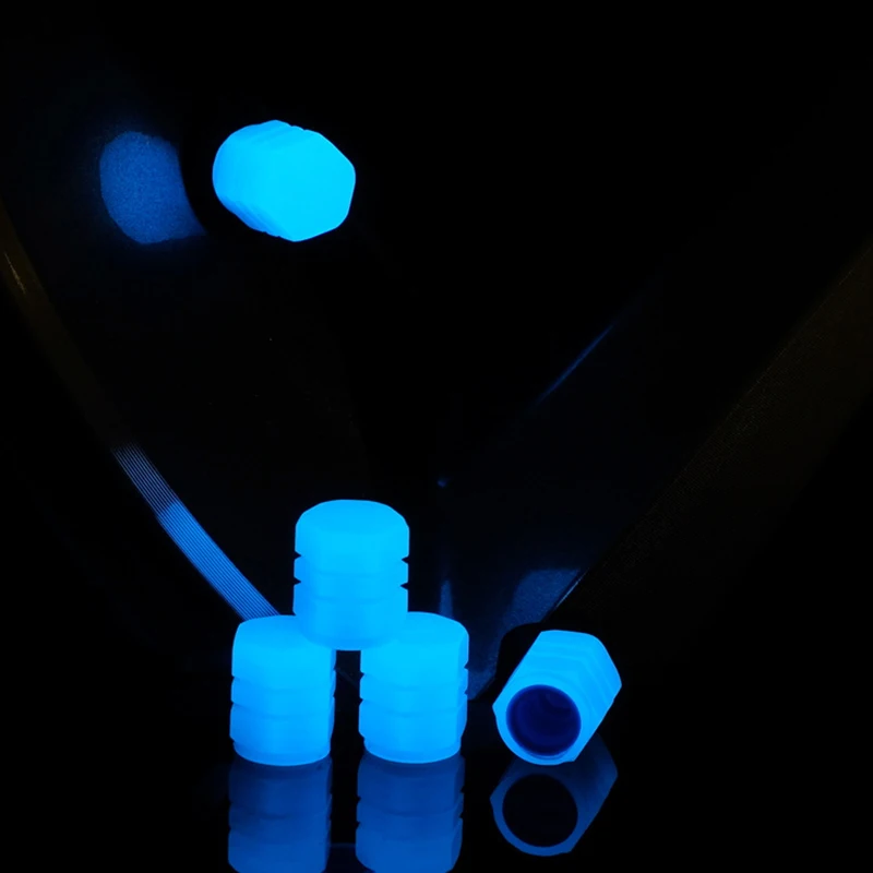 Tapas de válvula luminosas fluorescentes para coche, decoración brillante nocturna para motocicleta, cubo de rueda de bicicleta, tapa de vástago,