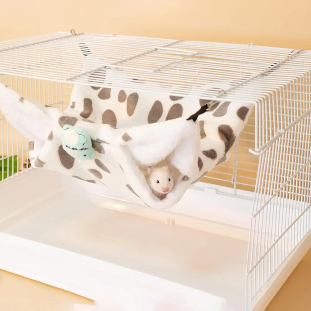 Thick Fabric Pet Space Plush Hanging Hammock Bed for Guinea Pigs Ferrets Cozy Warm Cage Perch for Dwarf Rabbits for Hamsters