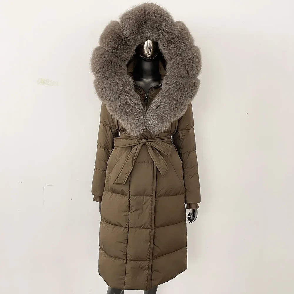 

2024 New Winter Warm White Goose Down Jacket Women Long Hooded Puffer Jacket Women Real Fox Fur Coat Female Natural Fur Coat
